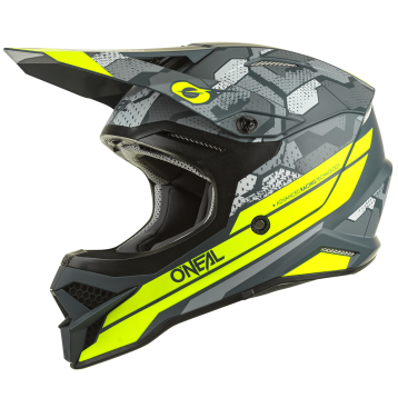 Casco Motocross Enduro O'Neal 3SRS CAMO V.22 Grigio/Giallo Neon Opaco