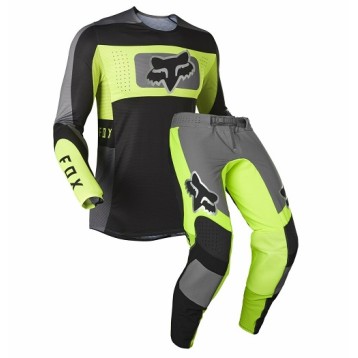 Completo Motocross Enduro FOX Flexair Mirer Nero-Giallo Fluo