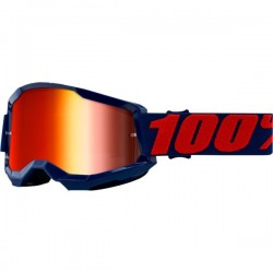 Maschera Motocross Enduro 100% STRATA 2 BLU Lente Specchio Rossa