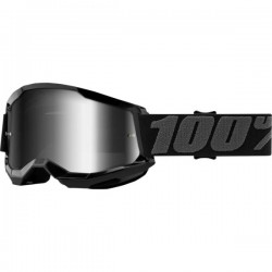 Maschera Motocross Enduro 100% STRATA 2 Nero Lente Specchio Silver
