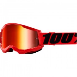 Maschera Motocross Enduro 100% STRATA 2 Rosso Lente Specchio Rossa